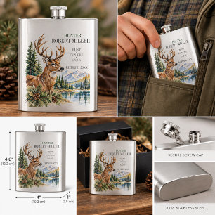 Hunter Retirement Deer Outdoor Adventure Hip Flask