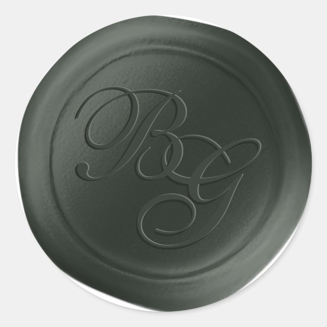 Hunter Script Double Monogram Wax Seal Stickers (Front)