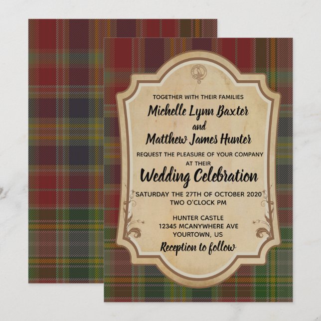 Hunter Tartan Wedding Invitation (Front/Back)