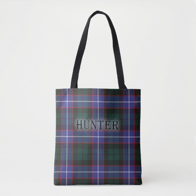 Hunter Tartan with the Last Name Tote Bag (Front)