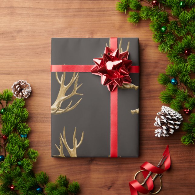 Hunter Theme Deer Antlers Gift Wrap (Holiday Gift)
