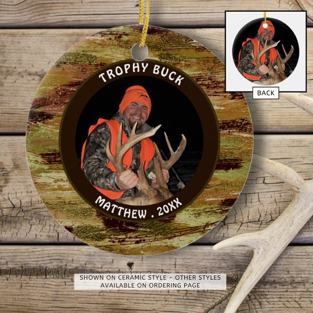 Hunter TROPHY BUCK Camouflage Photo Commemorative Ceramic Tree Decoration (Creator Uploaded)