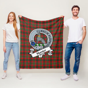 Hunter (USA) Clan Badge Tartan Plaid Fleece Blanket