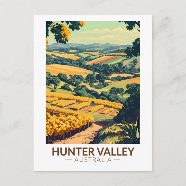 Hunter Valley Australia Illustration Travel Art Postcard (Front)