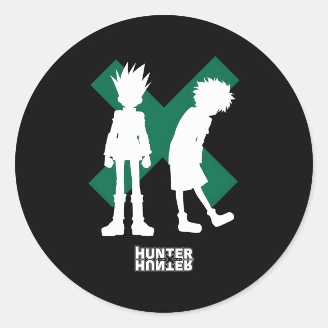 Hunter X Hunter Gon Freecss And Ua Silhouettes Classic Round Sticker (Front)