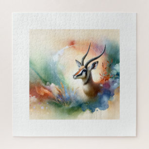 Hunters Antelope in Watercolor AREF1014 - Watercol Jigsaw Puzzle