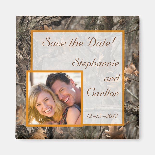 Hunter's Camo Chic Wedding Announcement Magnet (Front)