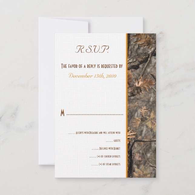 Hunter's Camo Chic Wedding RSVP Card (Front)