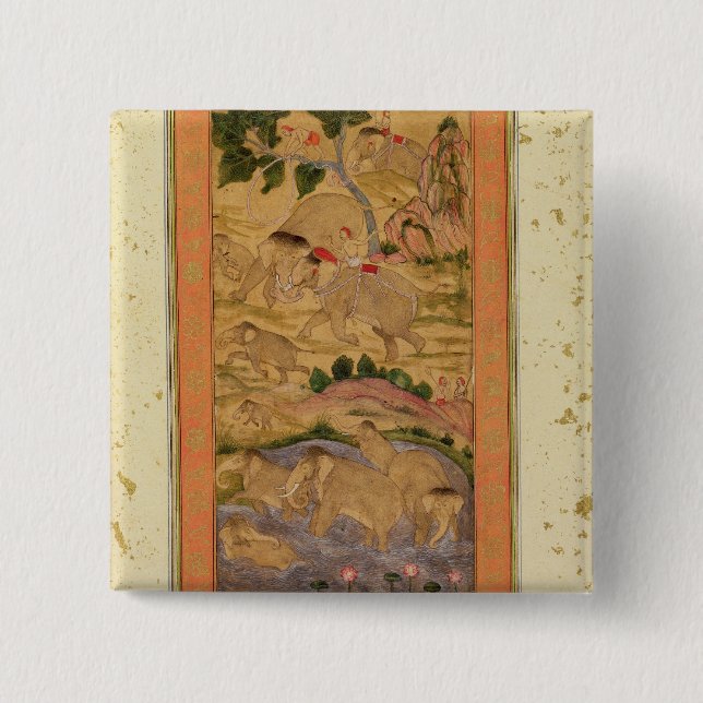 Hunters Capturing Elephants, from the Large Clive 15 Cm Square Badge (Front)