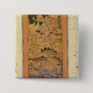 Hunters Capturing Elephants, from the Large Clive 15 Cm Square Badge