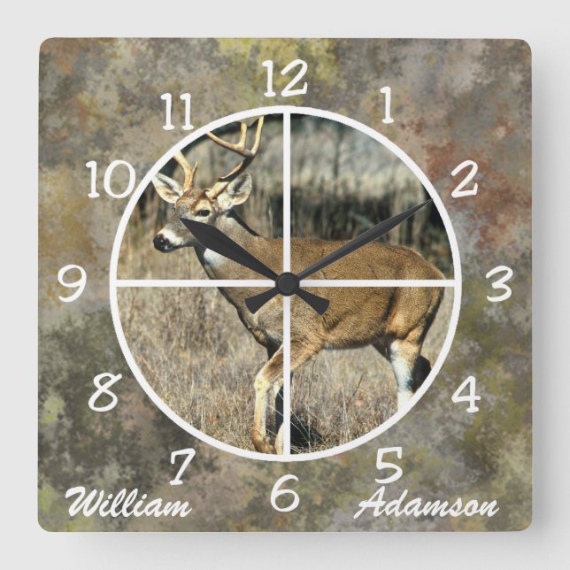 Hunters Clock Deer in Crosshairs personalize  (Front)