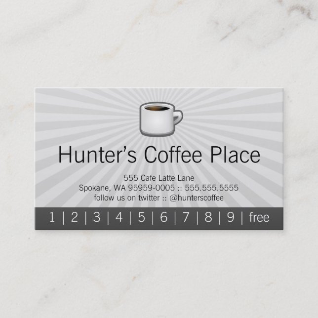 Hunter's Coffee Drink Punch / Loyalty Card (Front)