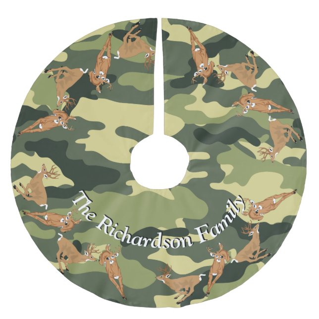 Hunters Deer and Camo YOUR NAME Tree Skirt (Front)