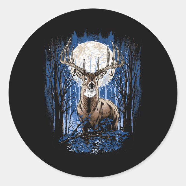 Hunters Deer Hunting Big Whitetail Buck  Classic Round Sticker (Front)