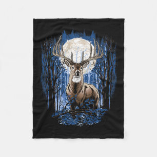 Hunters Deer Hunting Big Whitetail Buck  Fleece Blanket
