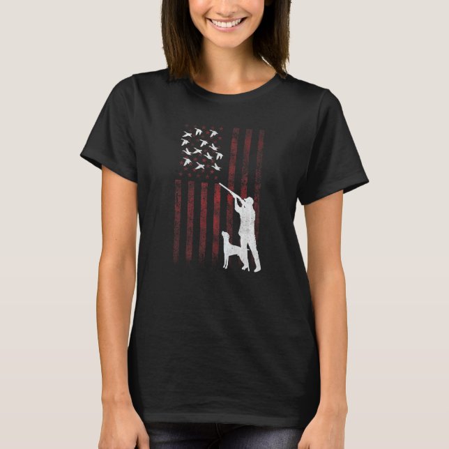 Hunters Distressed Patriotic American USA Flag Duc T-Shirt (Front)