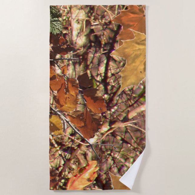 Hunter's Fall Camouflage Painting Decor Beach Towel (Front)