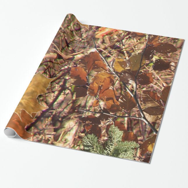Hunter's Fall Nature Camo Camouflage Painting Wrapping Paper (Unrolled)