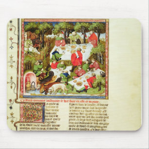 Hunters feasting before the stag hunt mouse mat