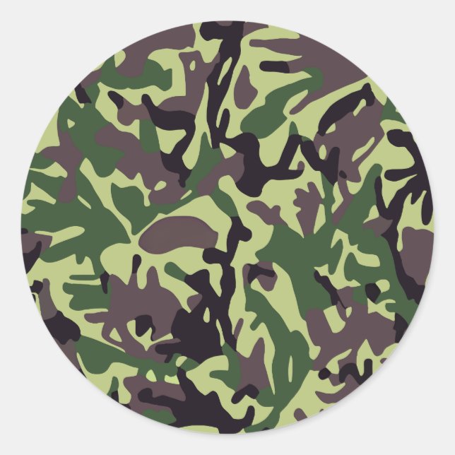 Hunters Green Camo Pattern Classic Round Sticker (Front)