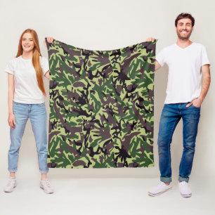 Hunters Green Camo Pattern Fleece Blanket