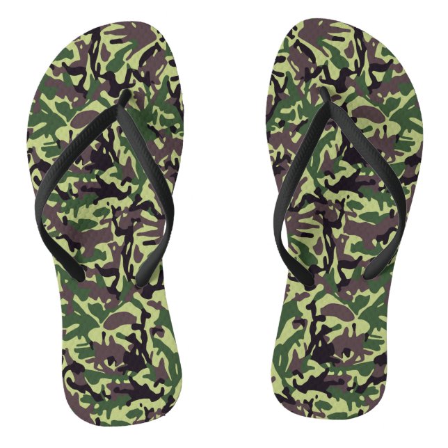 Hunters Green Camo Pattern Flip Flops (Footbed)
