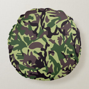 Hunters Green Camo Pattern Round Cushion