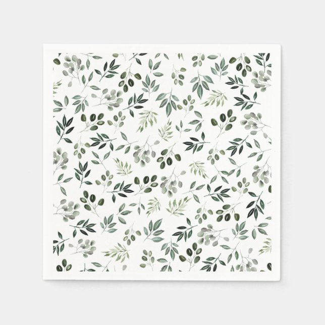 Hunters green leafy rustic napkin (Front)