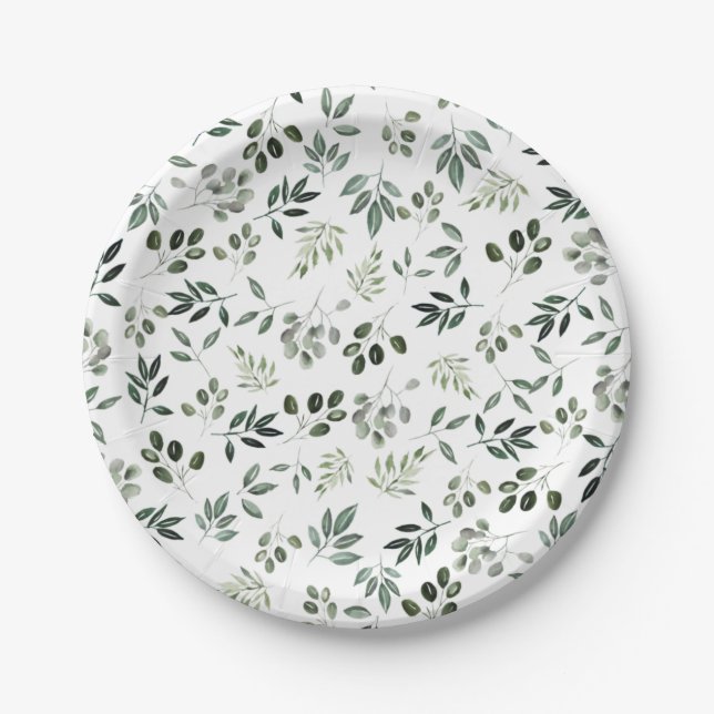 Hunters green leafy rustic square paper coaster plate (Front)