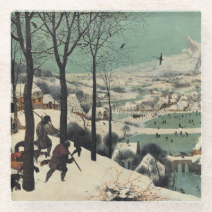 Hunters in the Snow, famous artwork, Glass Coaster
