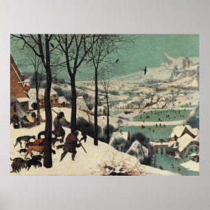 Hunters in the Snow, famous artwork, Poster