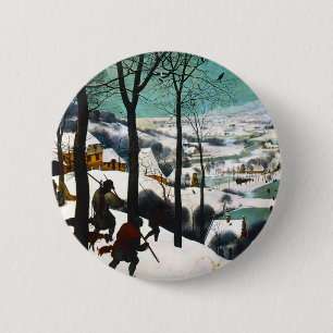 Hunters in the Snow Landscape Pieter Bruegel 6 Cm Round Badge