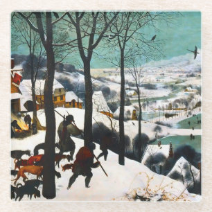Hunters in the Snow Landscape Pieter Bruegel Glass Coaster
