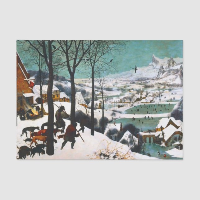 Hunters in the Snow Landscape Pieter Bruegel Tissue Paper (Front)