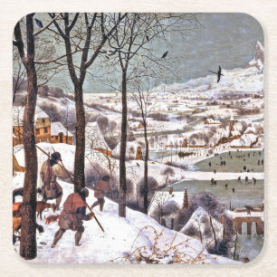 Hunters in the Snow, Pieter Bruegel the Elder Square Paper Coaster