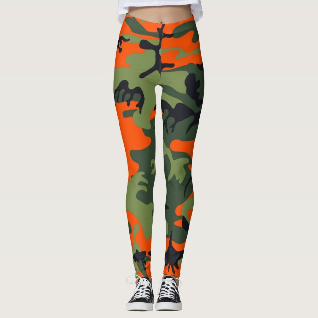 Hunters Orange Camouflage Leggings (Front)