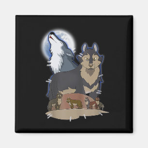 Hunter's Wolf At Moon Grey Wolf Hunting Wolf Anima Magnet