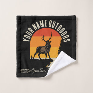 Hunting ADD NAME Outdoors Deer Elk Wilderness Camp Bath Towel Set