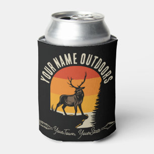 Hunting ADD NAME Outdoors Deer Elk Wilderness Camp Can Cooler