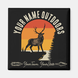 Hunting ADD NAME Outdoors Deer Elk Wilderness Camp Magnet