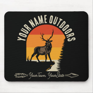 Hunting ADD NAME Outdoors Deer Elk Wilderness Camp Mouse Mat