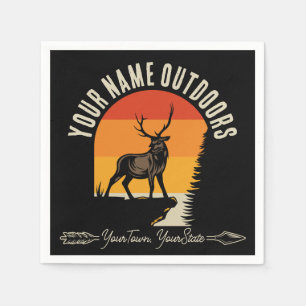 Hunting ADD NAME Outdoors Deer Elk Wilderness Camp Napkin
