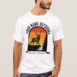 Hunting ADD NAME Outdoors Deer Elk Wilderness Camp T-Shirt