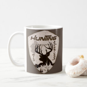 Hunting adventures square sticker keychain outdoor coffee mug