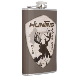 Hunting adventures square sticker keychain outdoor hip flask