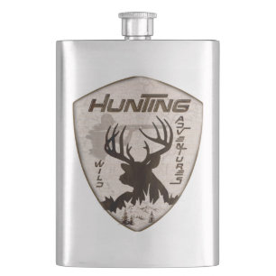 Hunting adventures square sticker keychain outdoor hip flask