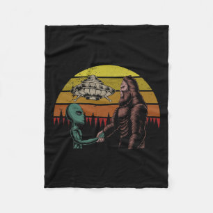 Hunting Alien And Bigfoot Sasquatch Fleece Blanket