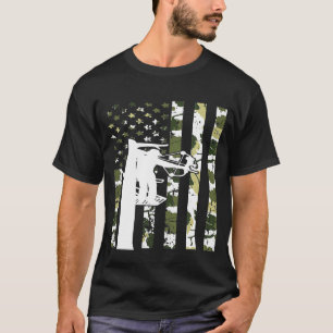 Hunting American Flag Archery Camo Pattern Cool Hu T-Shirt