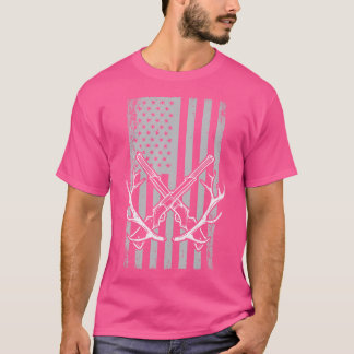 Hunting American Flag Deer Hunter Rifle Usa T-Shirt