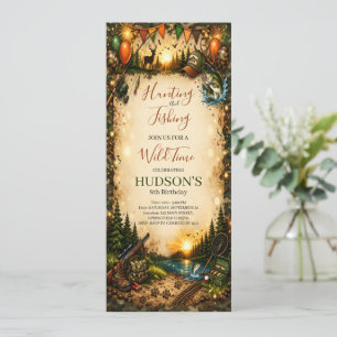 Hunting and Fishing Camo Boy birthday Invitation